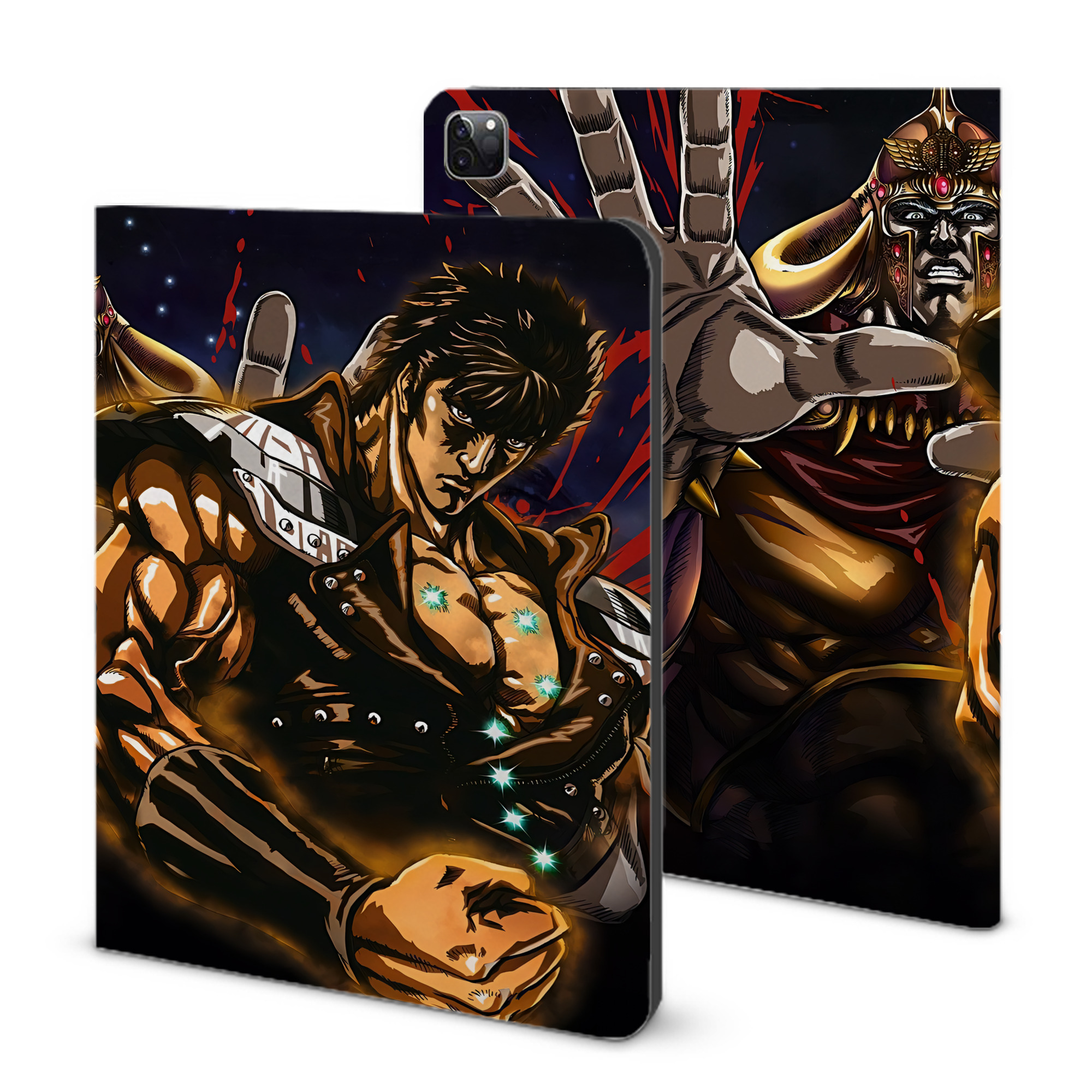 （画像用） 北斗の拳 Fist of the North Star IPad ケース ブック型 PUレザー TPU 耐衝撃 軽量 薄型 ペン収納なし 全面保護 IPad 各モデル対応
